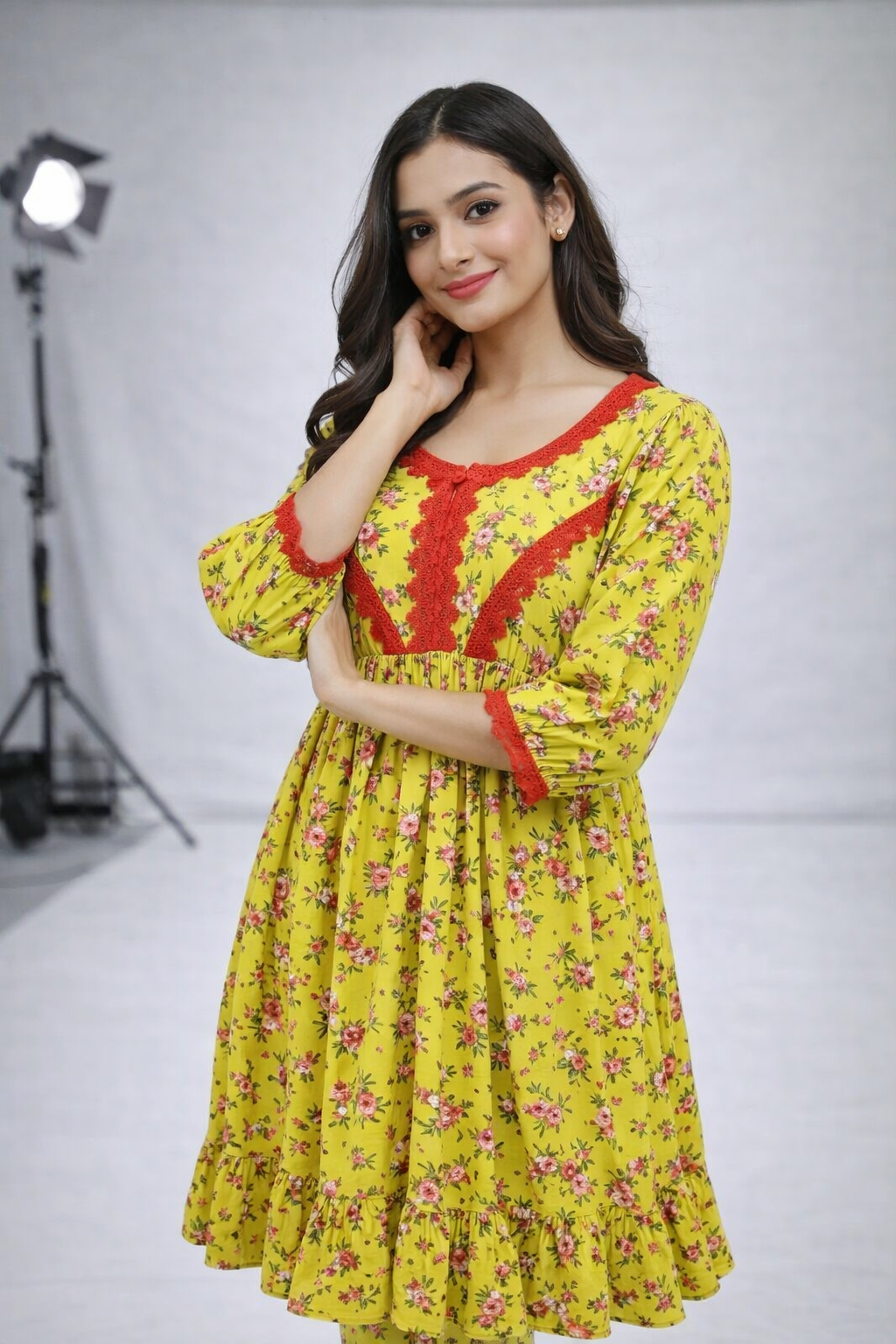 Stylish Floral 2-Piece Suit – Frock & Trouser Set