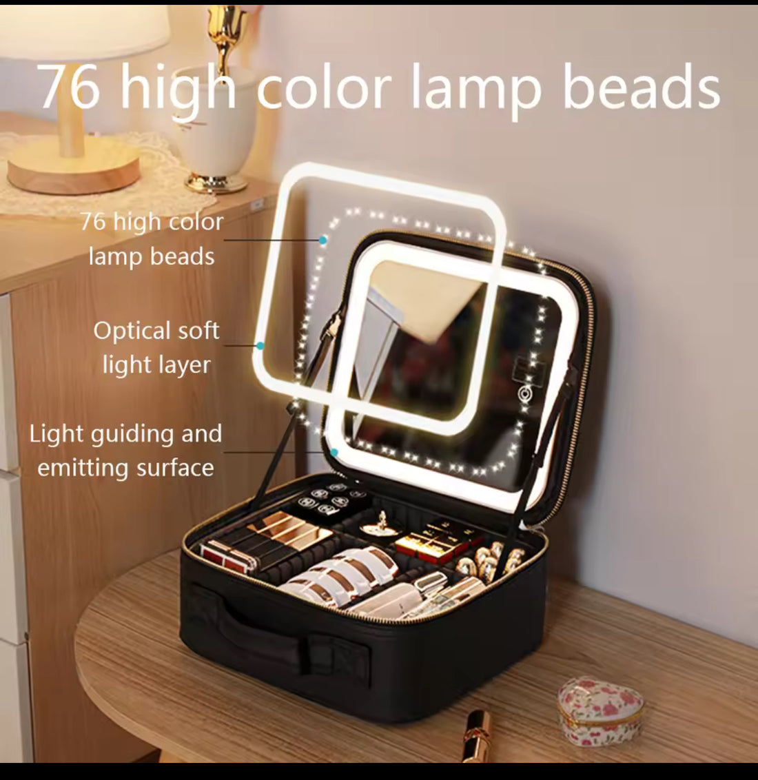Smart LED Cosmetic Case with Mirror Cosmetic